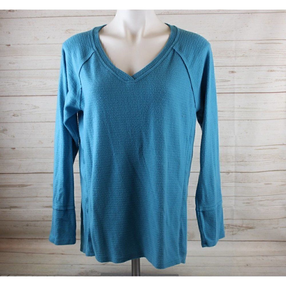 𝅺WILDFOX M Blue V Neck Long Sleeve Pullover Top